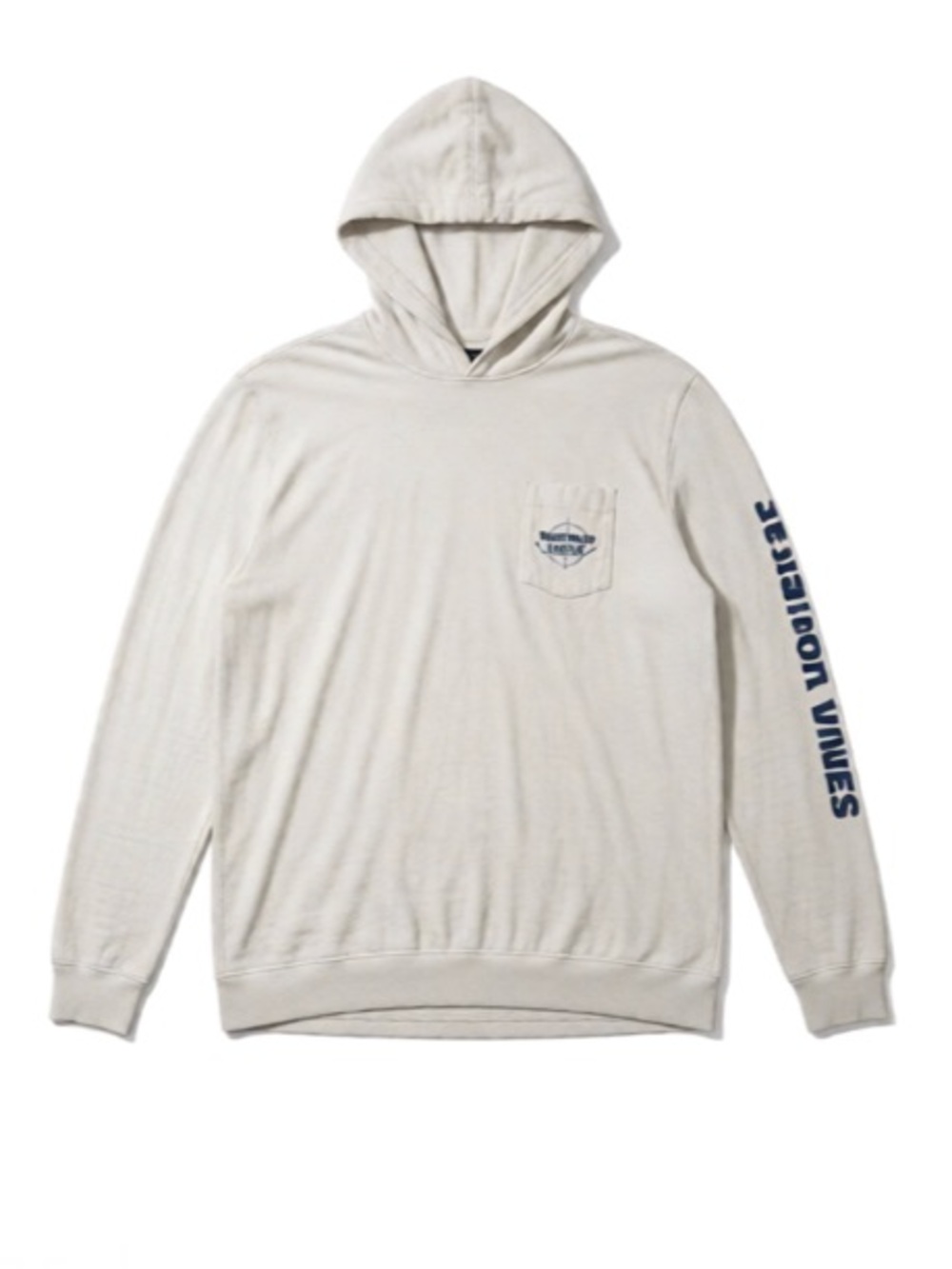 Vineyard Vines White Long-Sleeve Pocket Hoodie with Blue Logo